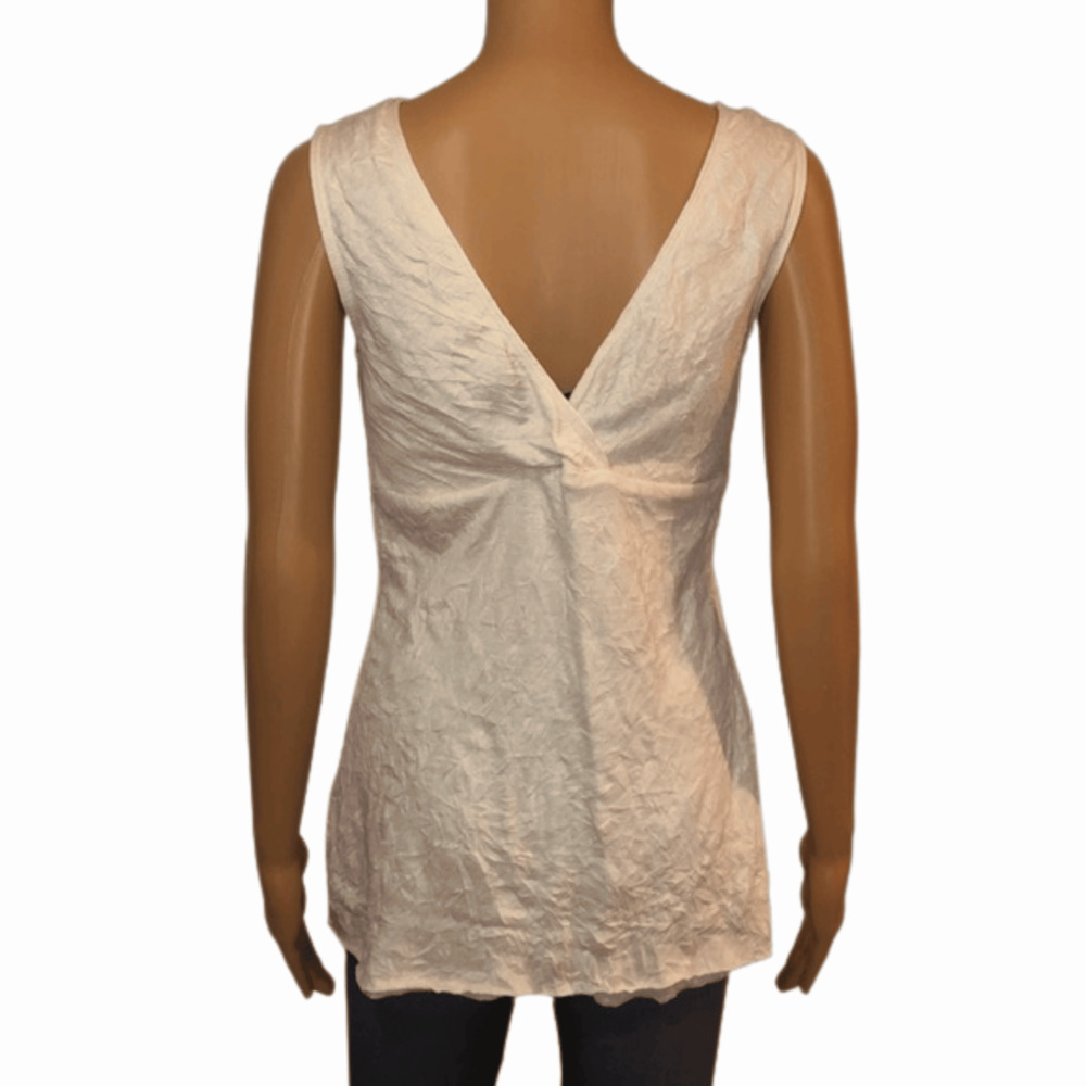 White Tank Top With Embellished Rhinestone Belting & V Neck, Sz Medium, Karen Ka - Picture 2 of 8